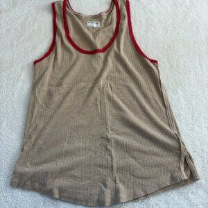 We‎ the Free Oversized Tank Top Women's XL Tan Red Ribbed Boho